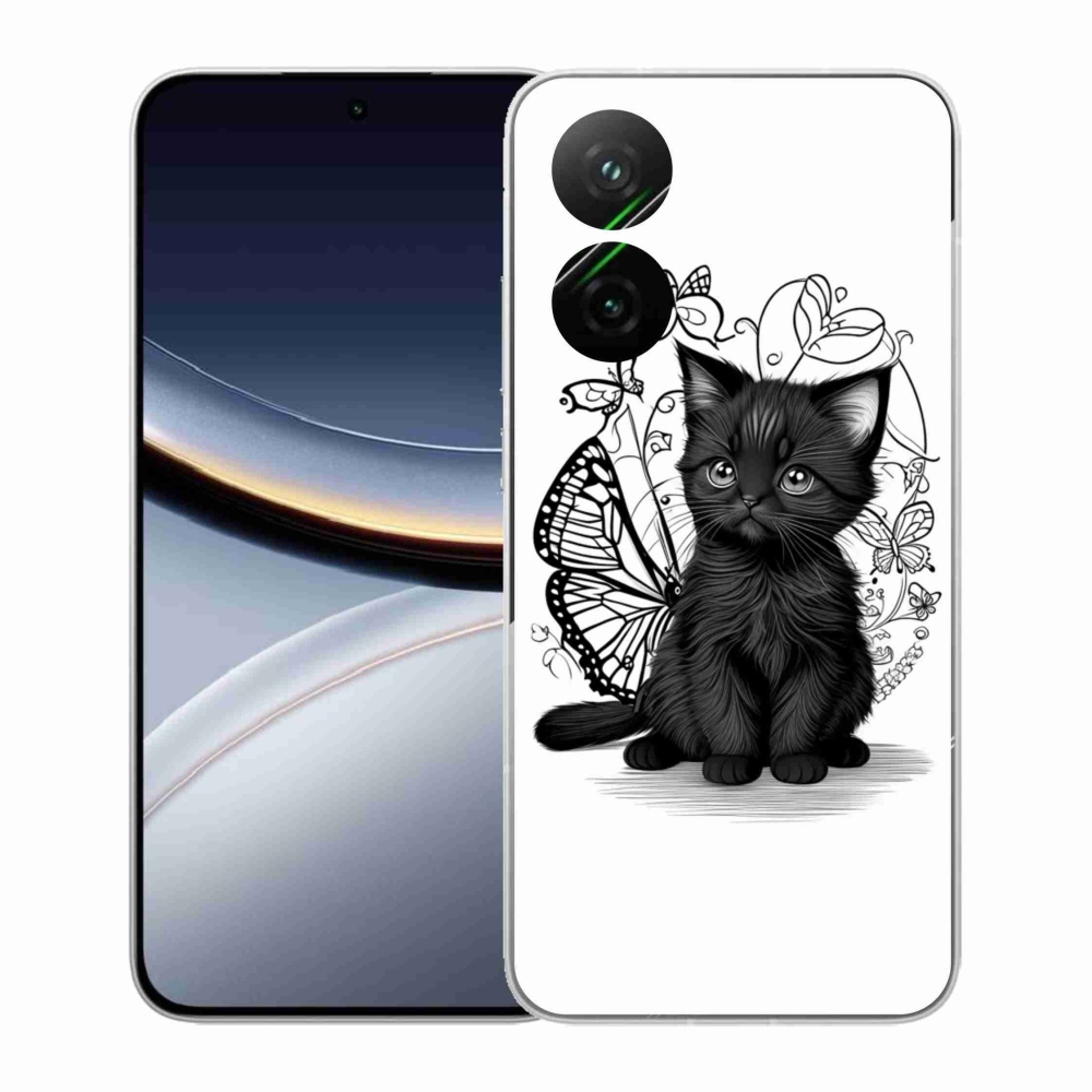 Gél borítás mmCase a Xiaomi Poco F7 5G számára - fekete cica