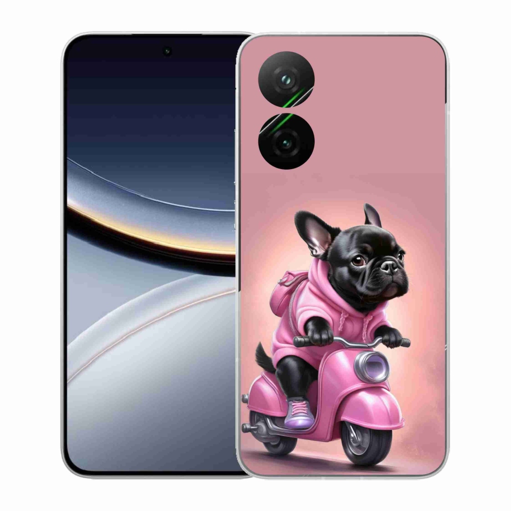 Gél borítás mmCase a Xiaomi Poco F7 5G-hez - francia bulldog egy robogón