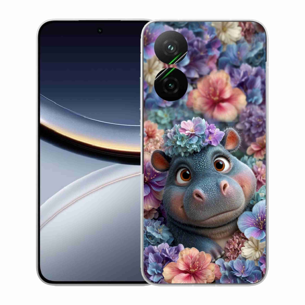 Gél borító mmCase a Xiaomi Poco F7 5G-hez - víziló virágokban