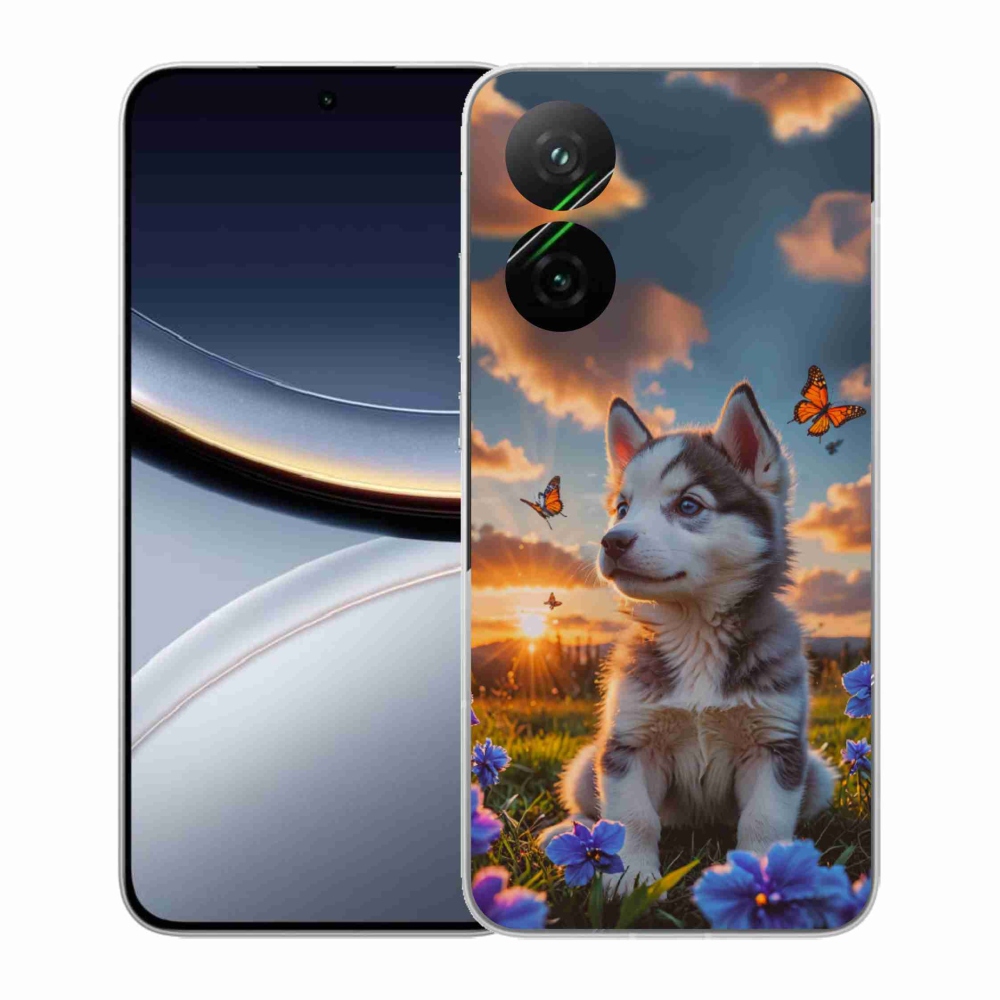 Gél borítás mmCase a Xiaomi Poco F7 5G számára - husky a naplementében