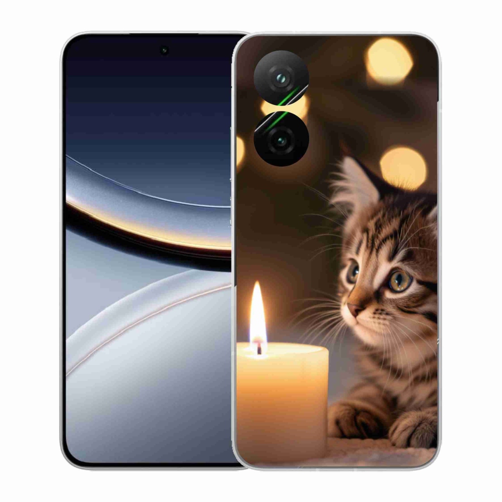 Gél borító mmCase a Xiaomi Poco F7 5G számára - cica és gyertya