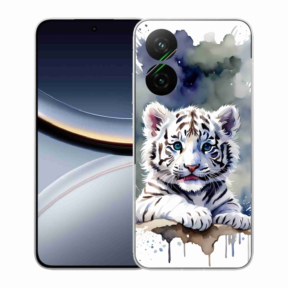 Gél borítás mmCase a Xiaomi Poco F7 5G-hez - fehér tigriskölyök