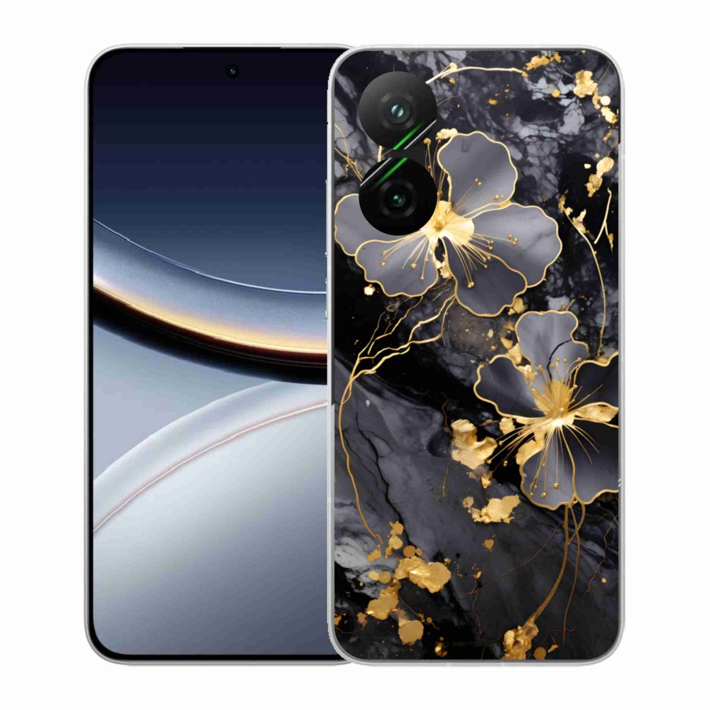 Gél borító mmCase a Xiaomi Poco F7 5G számára - arany virágok