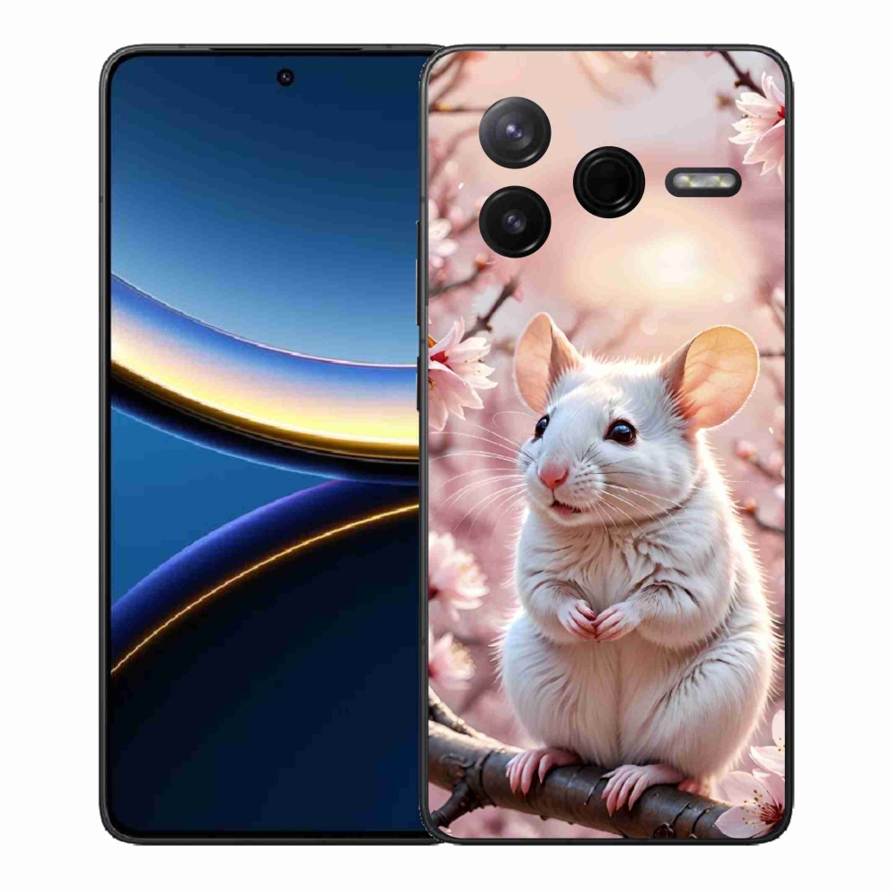 Gél borítás mmCase a Xiaomi Poco F7 Pro számára - fehér egér az ágon