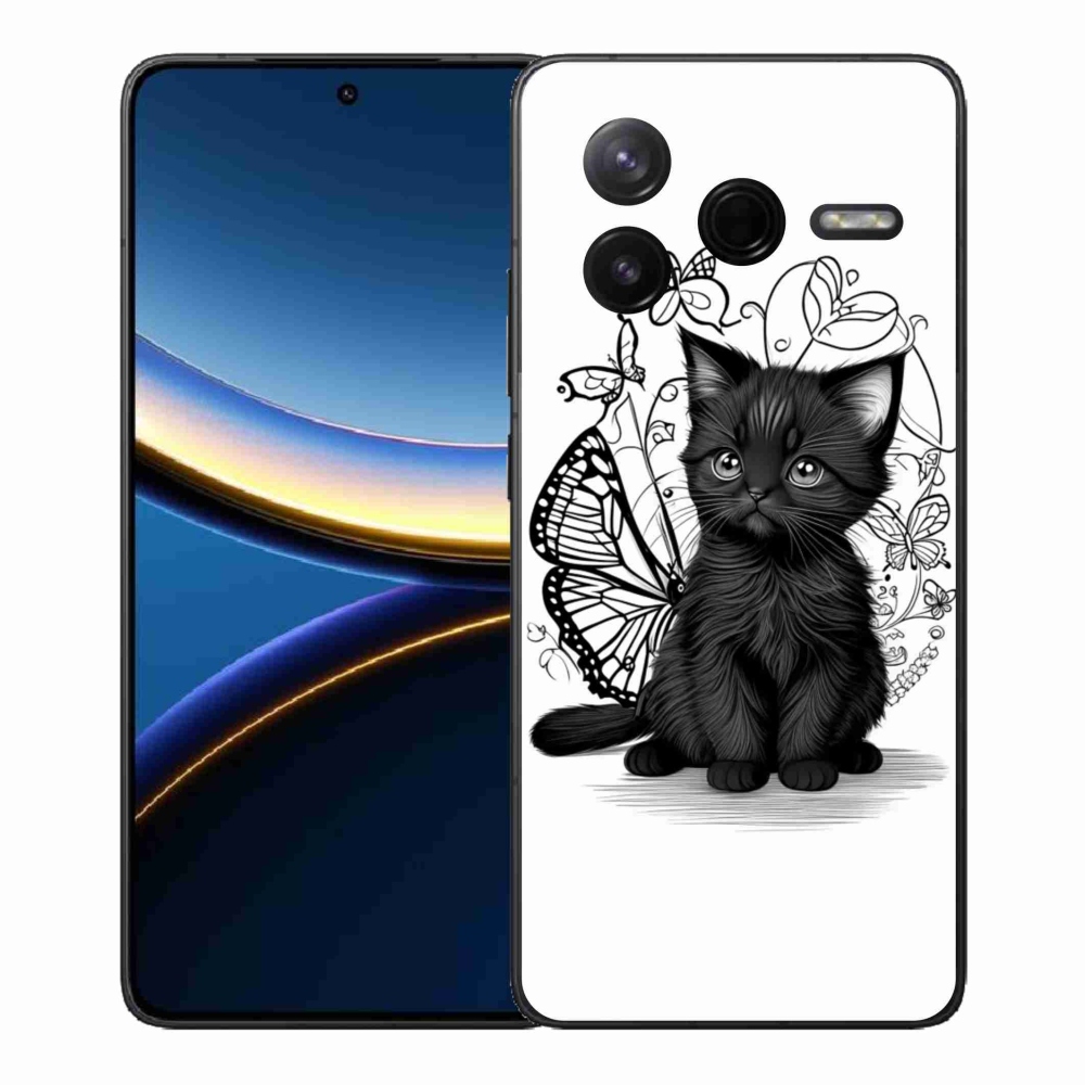 Gél borítás mmCase a Xiaomi Poco F7 Pro számára - fekete cica