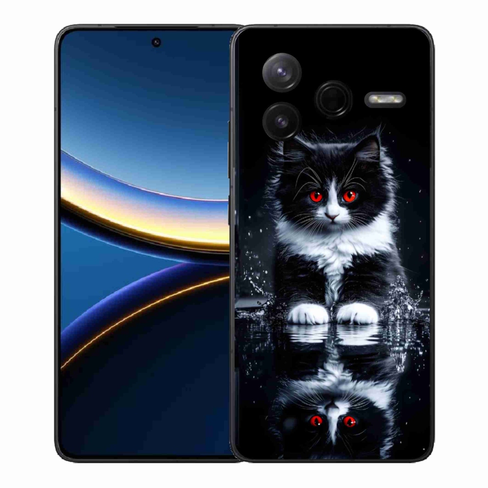 Gél borítás mmCase a Xiaomi Poco F7 Pro számára - fekete-fehér cica