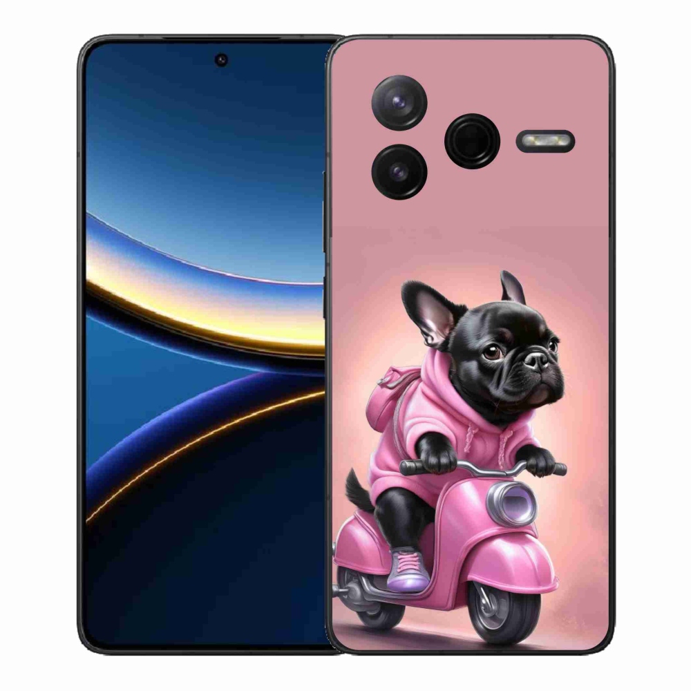 Gél borítás mmCase a Xiaomi Poco F7 Pro számára - Francia bulldog egy robogón