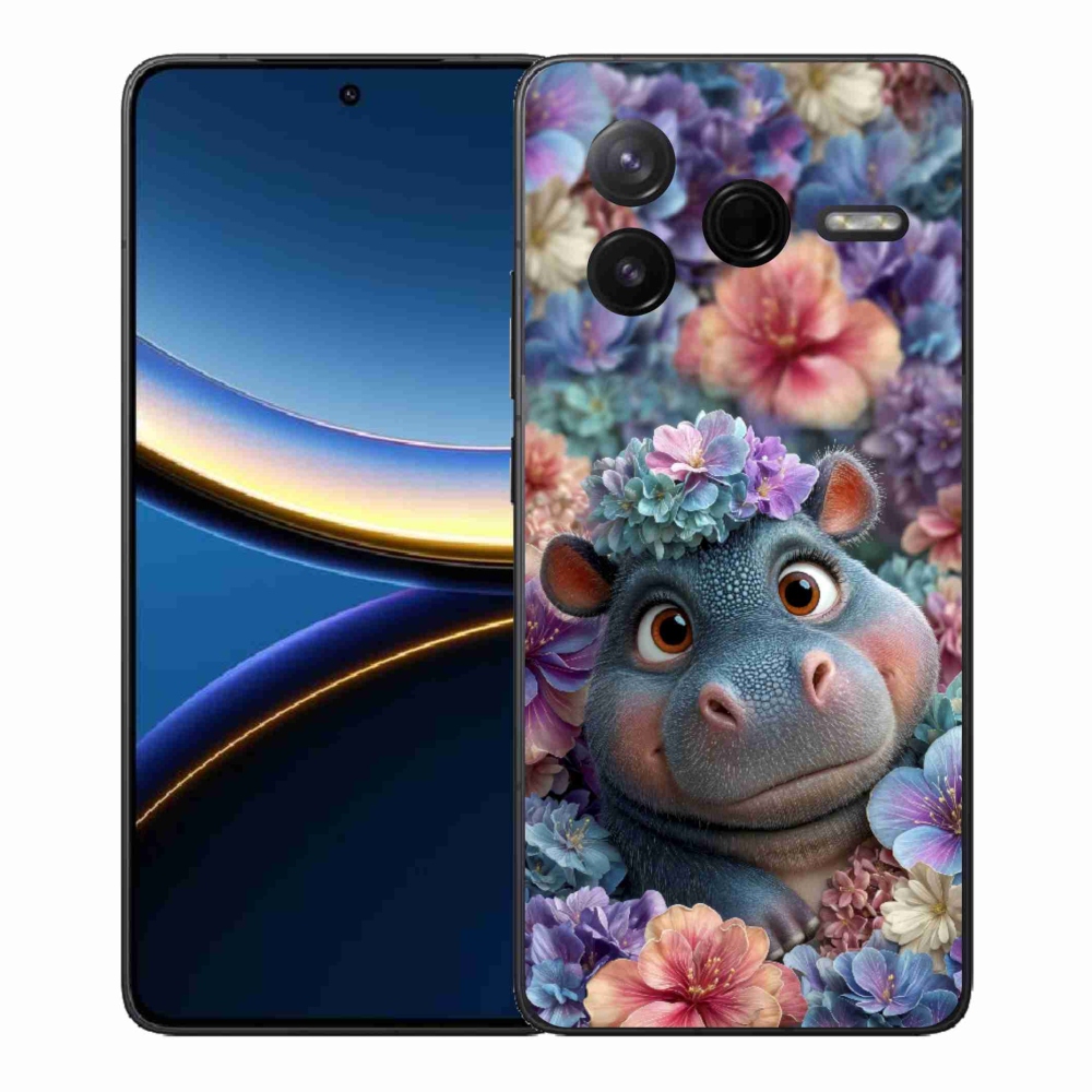 Gél borítás mmCase a Xiaomi Poco F7 Pro számára - víziló virágokban