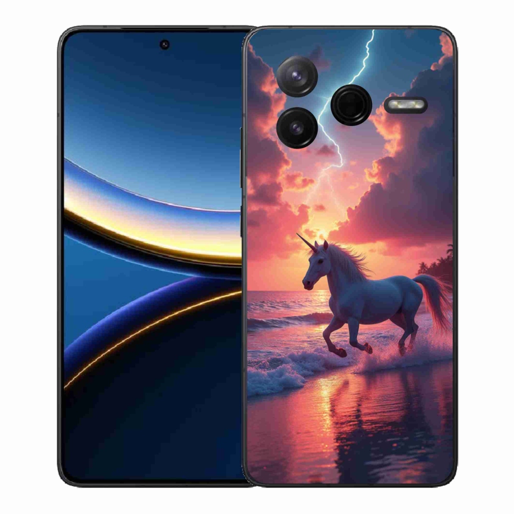 Gél borítás mmCase a Xiaomi Poco F7 Pro számára - egyszarvú a tengerparton