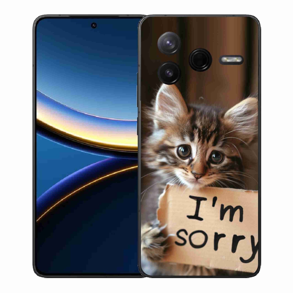 Gél borítás mmCase a Xiaomi Poco F7 Pro számára - macska bocsánatkérése