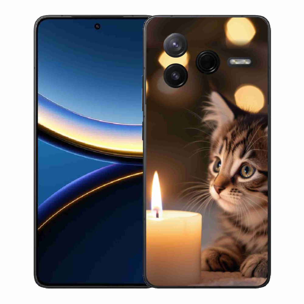 Gél borítás mmCase a Xiaomi Poco F7 Pro számára - cica és gyertya