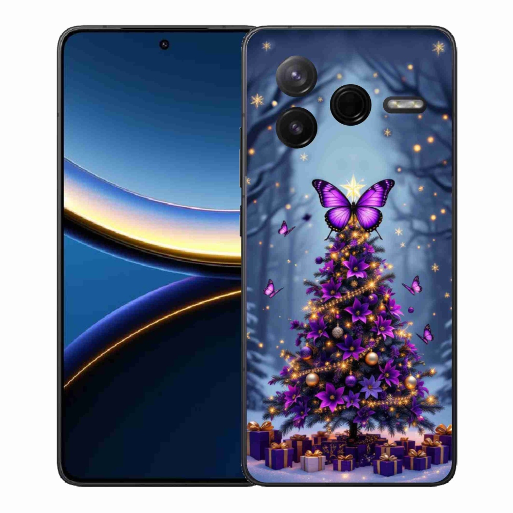 Gél borítás mmCase a Xiaomi Poco F7 Pro számára - pillangó karácsonyfa