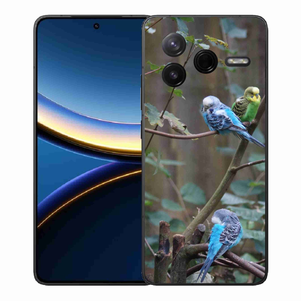 Gél borítás mmCase a Xiaomi Poco F7 Pro számára - papagájok az ágon