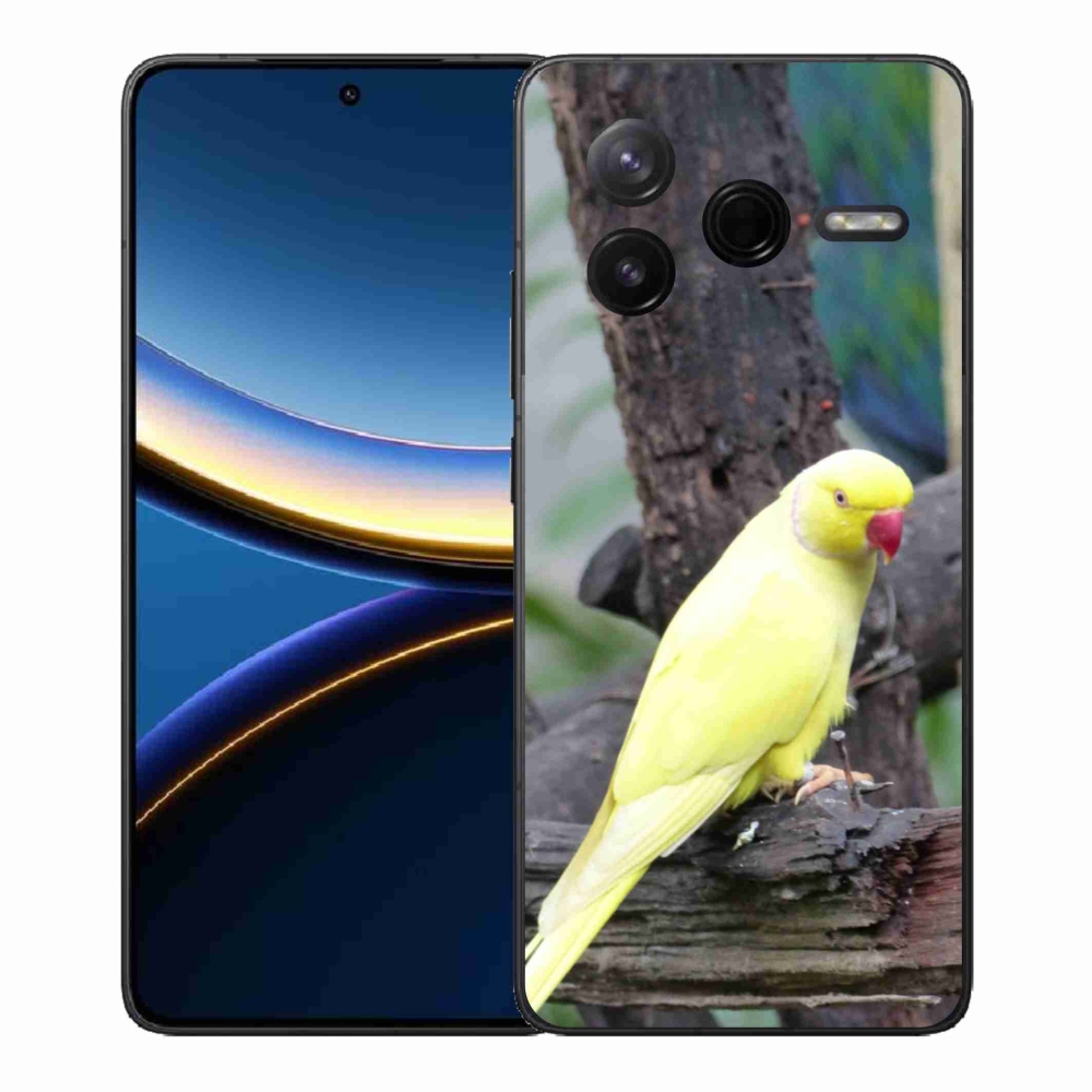 Gél borítás mmCase a Xiaomi Poco F7 Pro készülékhez - papagáj alexander sárga