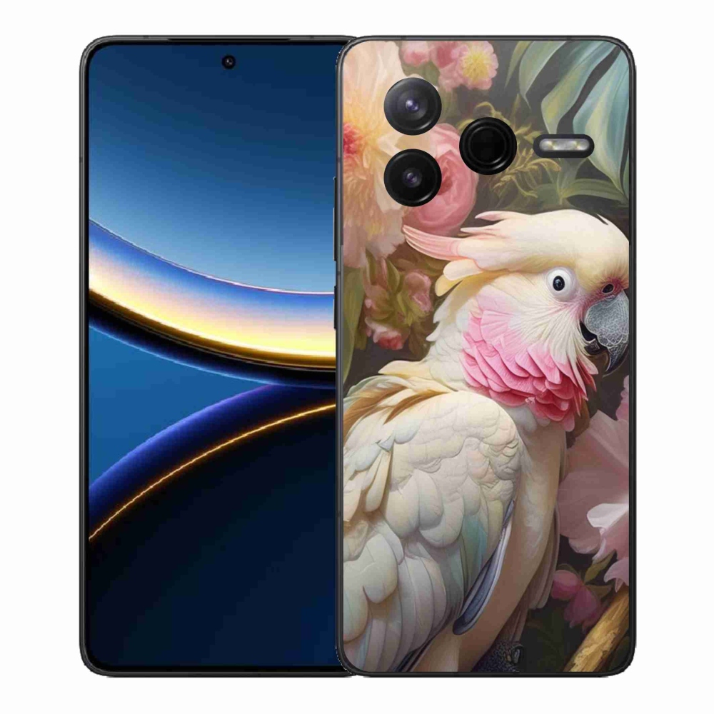 Gél borítás mmCase a Xiaomi Poco F7 Pro készülékhez - papagáj kakadu rózsaszín 2