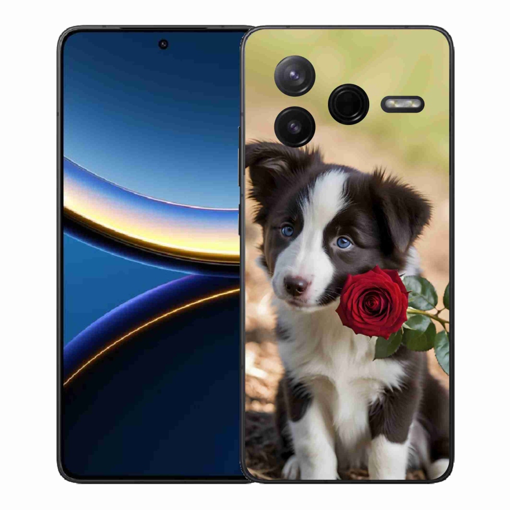 Gél borítás mmCase a Xiaomi Poco F7 Pro számára - aranyos border collie rózsával