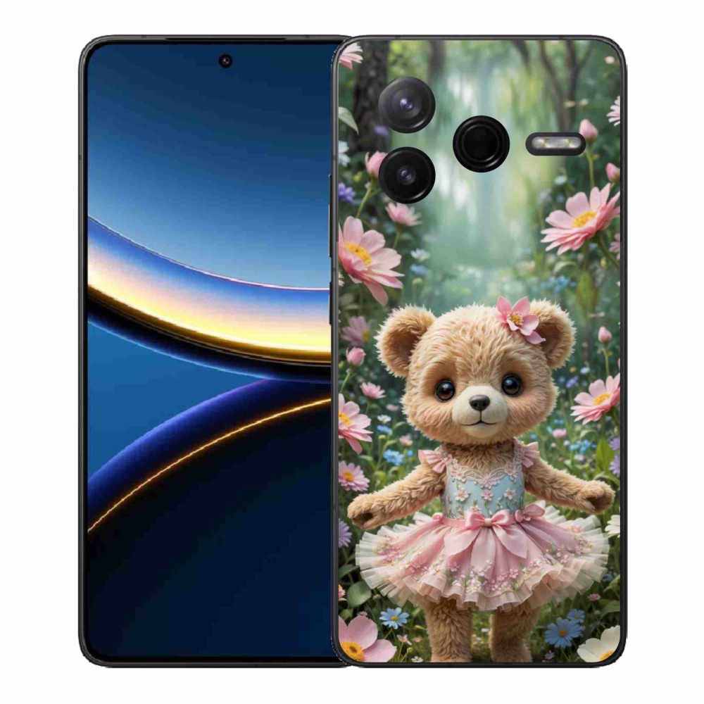 Gél borítás mmCase a Xiaomi Poco F7 Pro számára - aranyos mackó virágokkal