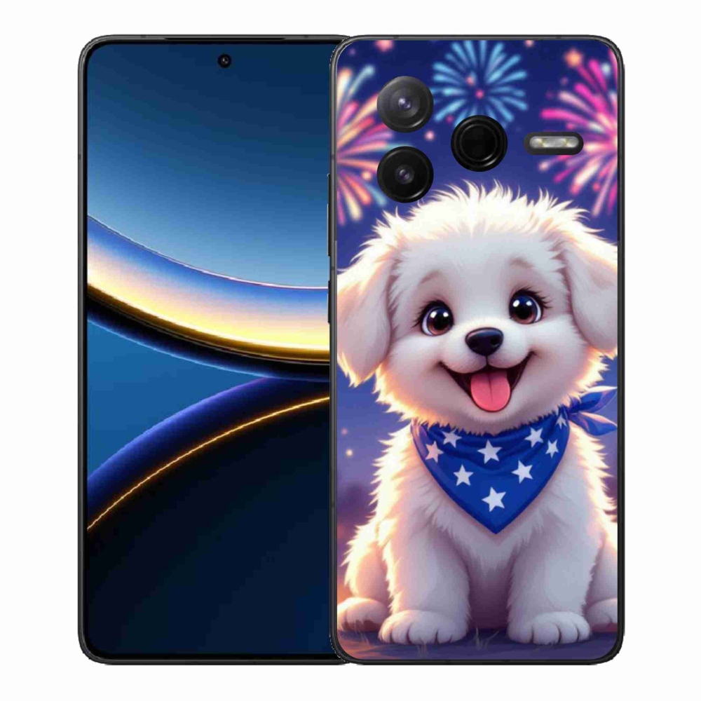 Gél borítás mmCase a Xiaomi Poco F7 Pro számára - ünnepi kölyökkutya