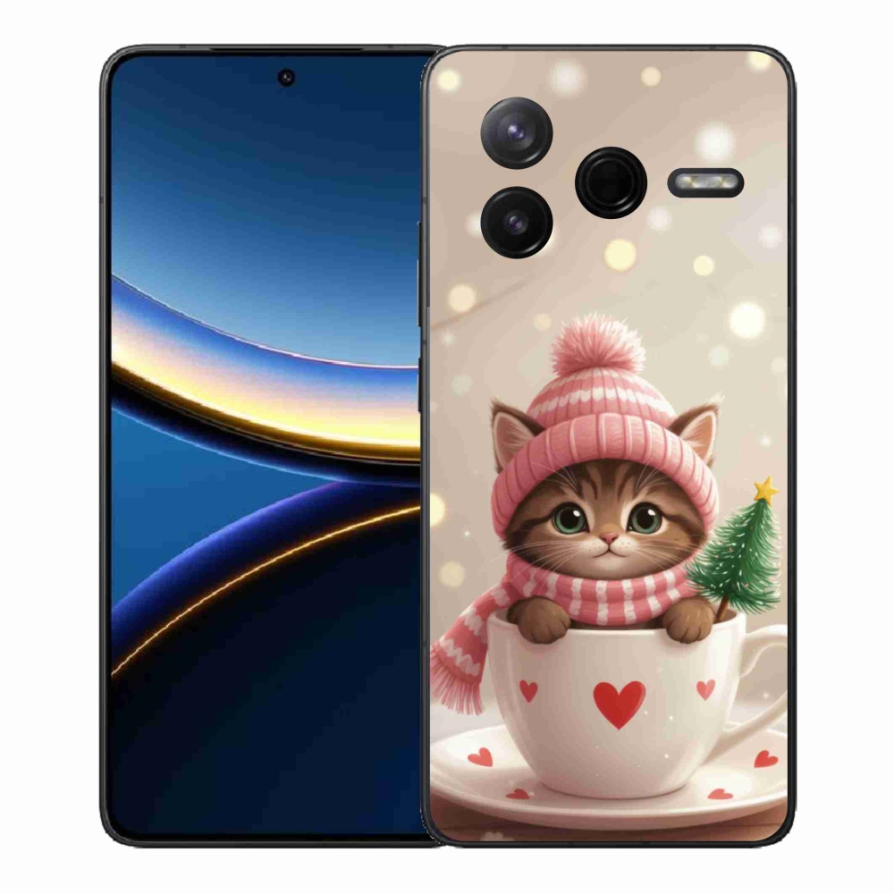 Gél borítás mmCase a Xiaomi Poco F7 Pro számára - Karácsonyi cica a csészében