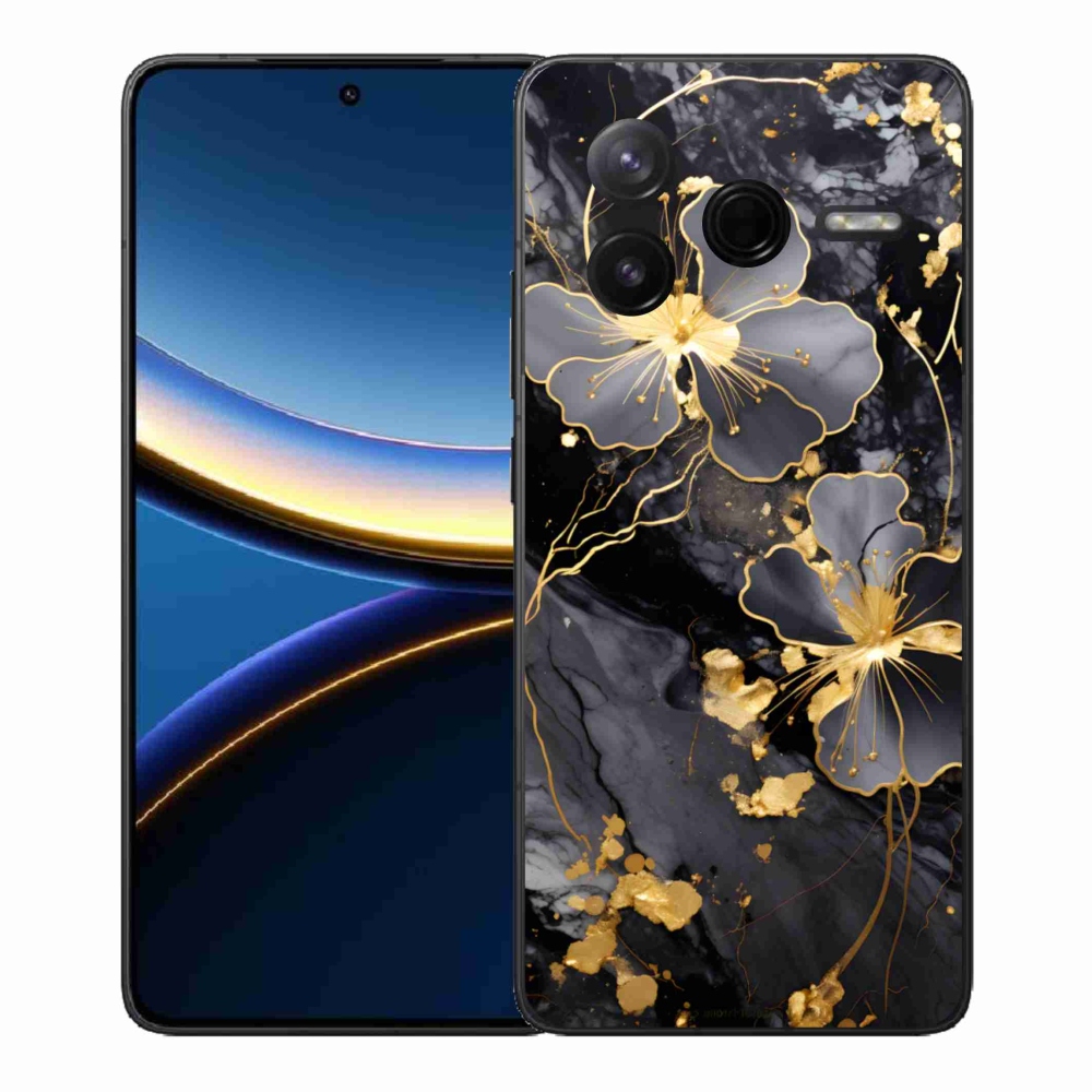 Gél borítás mmCase a Xiaomi Poco F7 Pro számára - arany virágok