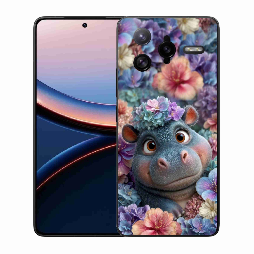 Gél borítás mmCase a Xiaomi Poco F7 Ultra számára - víziló virágokban