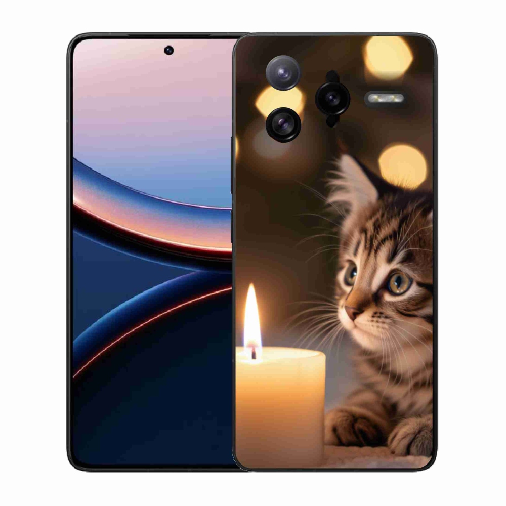 Gél borítás mmCase a Xiaomi Poco F7 Ultra számára - cica és gyertya