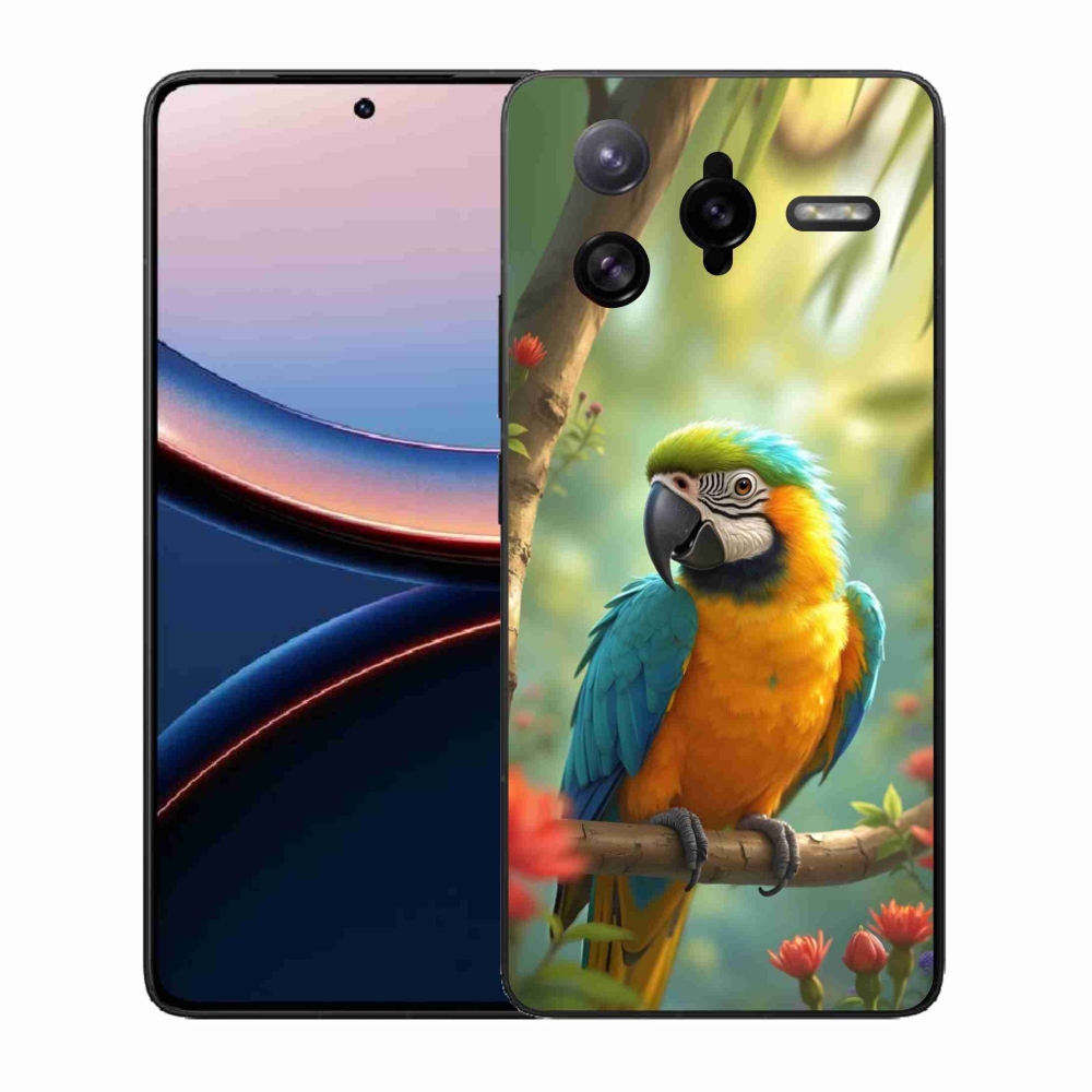 Gél borítás mmCase a Xiaomi Poco F7 Ultra számára - papagáj ara kék és sárga
