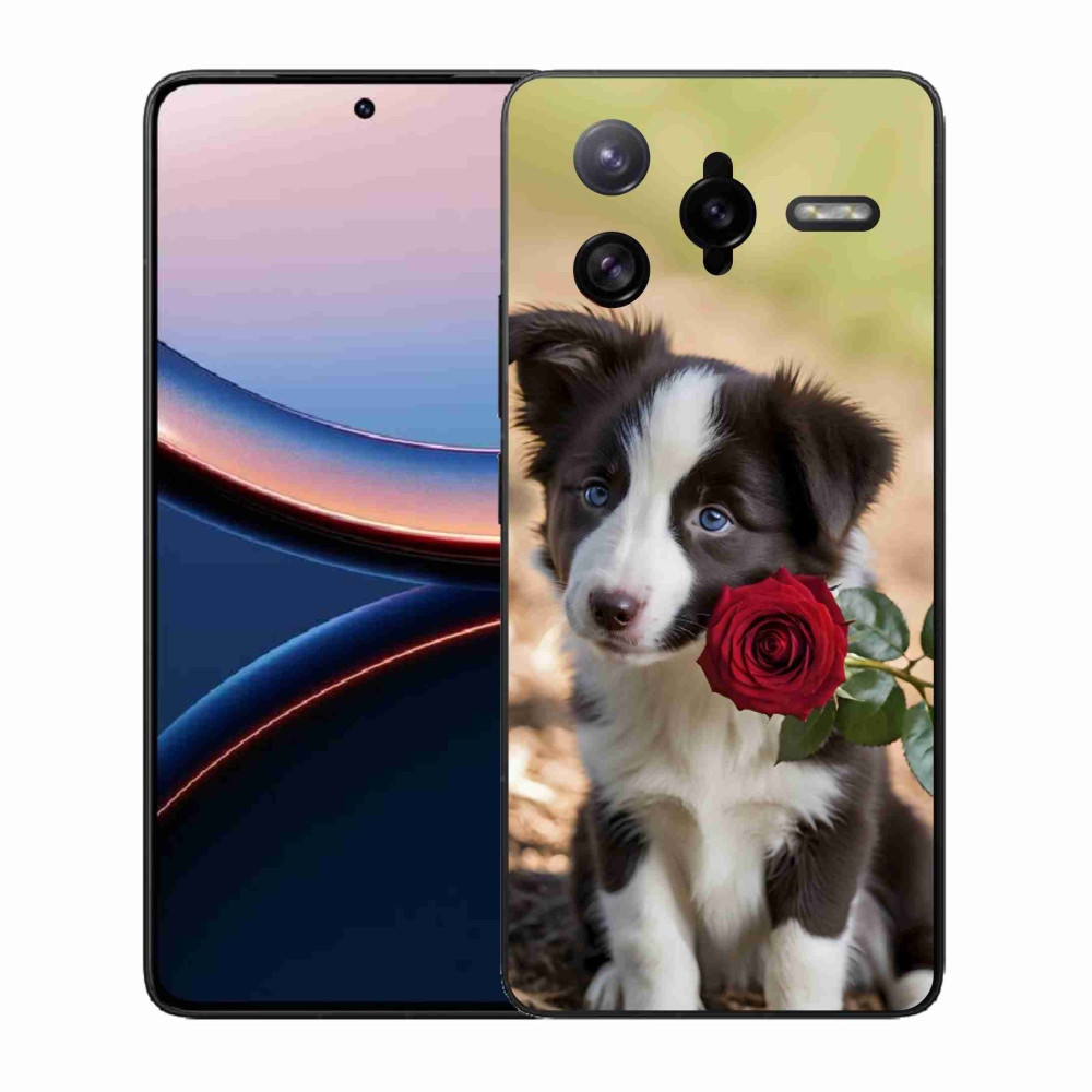 Gél borítás mmCase a Xiaomi Poco F7 Ultra számára - aranyos border collie rózsával