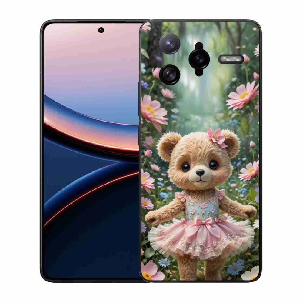 Gél borítás mmCase a Xiaomi Poco F7 Ultra számára - aranyos mackó virágokkal