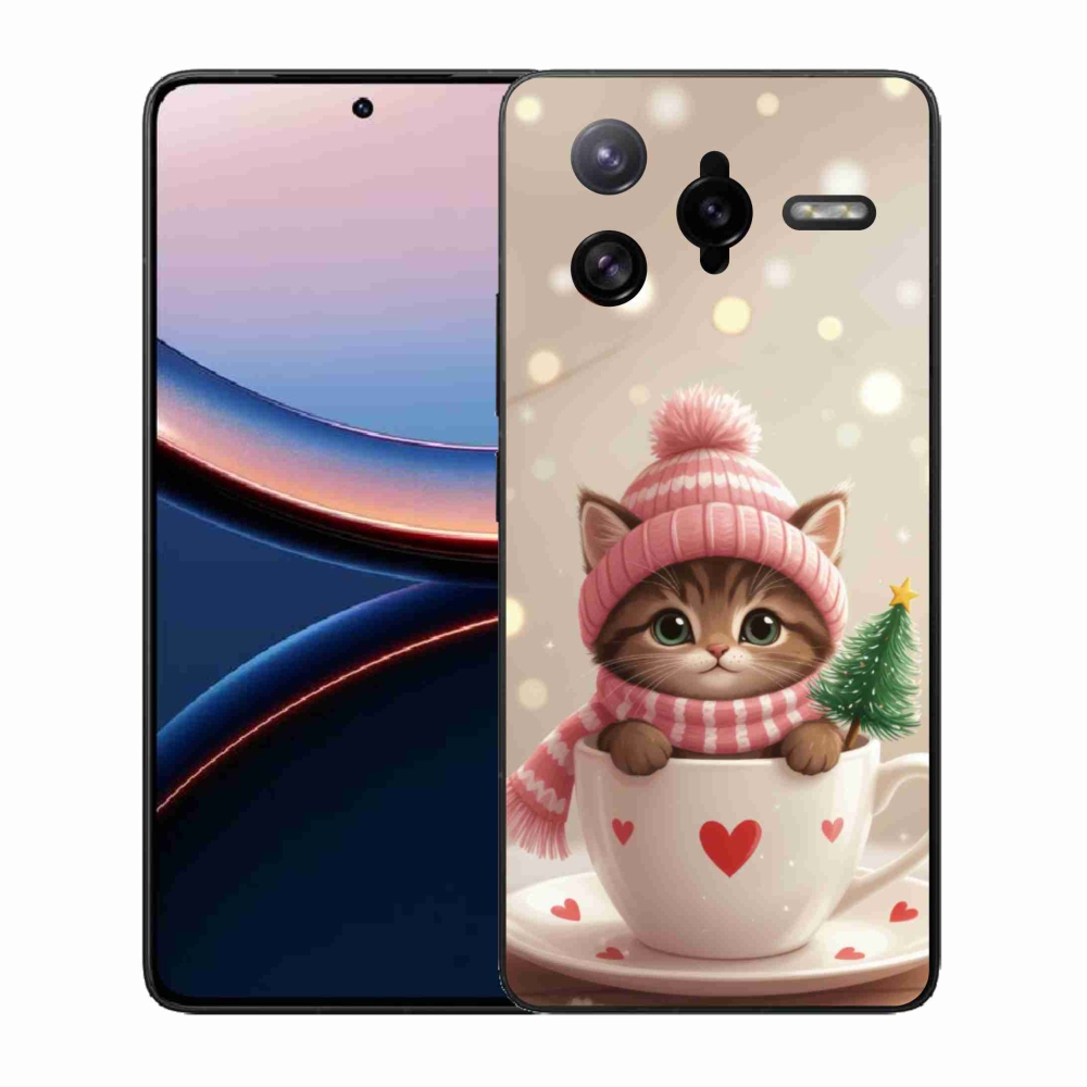 Gél borítás mmCase a Xiaomi Poco F7 Ultra számára - Karácsonyi cica a csészében