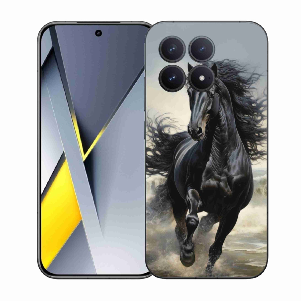 Gél borítás mmCase a Xiaomi Poco F8 Pro számára - futó fekete ló