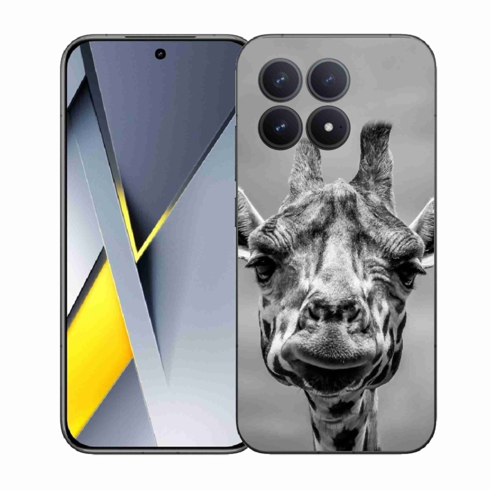 Gél borítás mmCase a Xiaomi Poco F8 Pro számára - fekete-fehér zsiráf