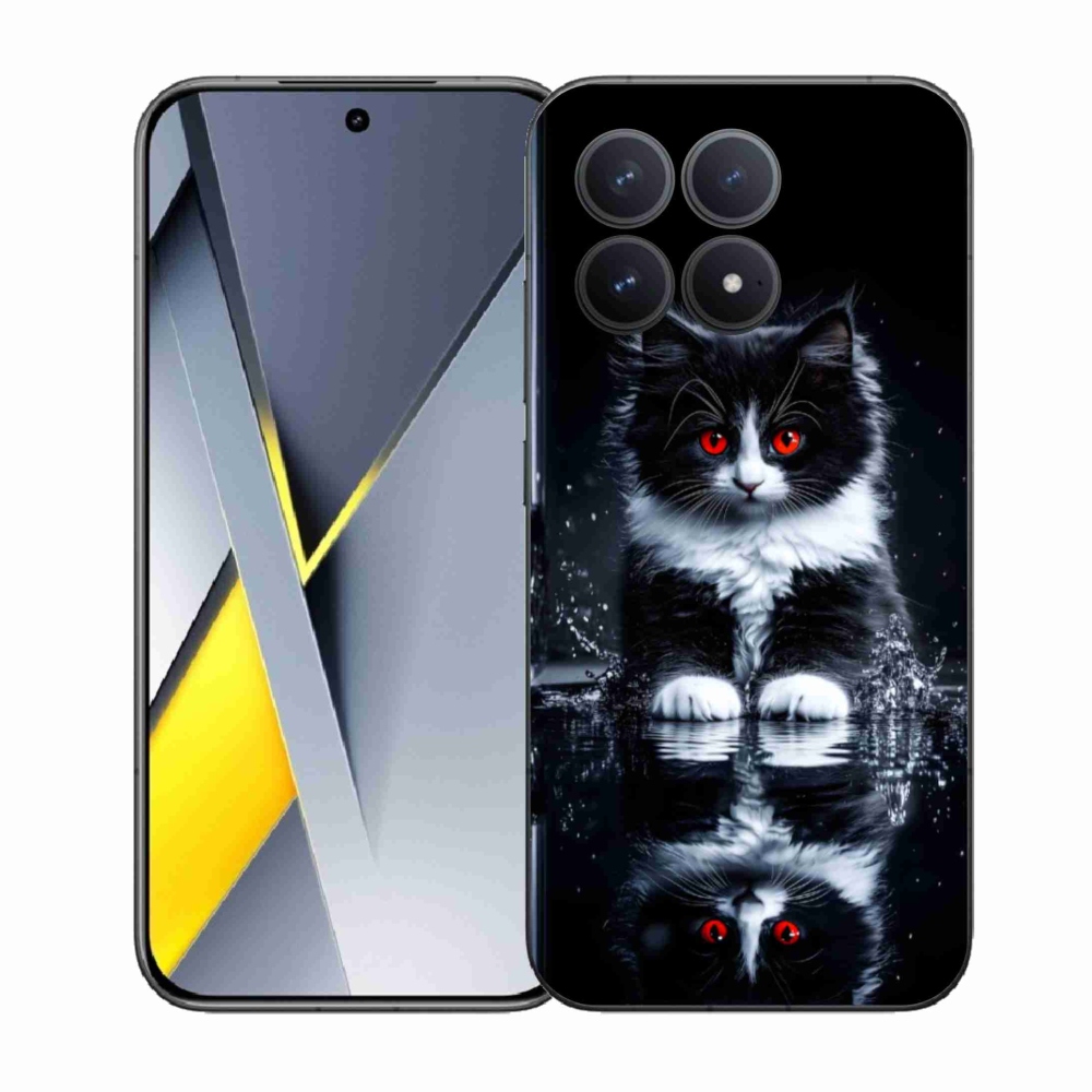 Gél borítás mmCase a Xiaomi Poco F8 Pro számára - fekete-fehér cica