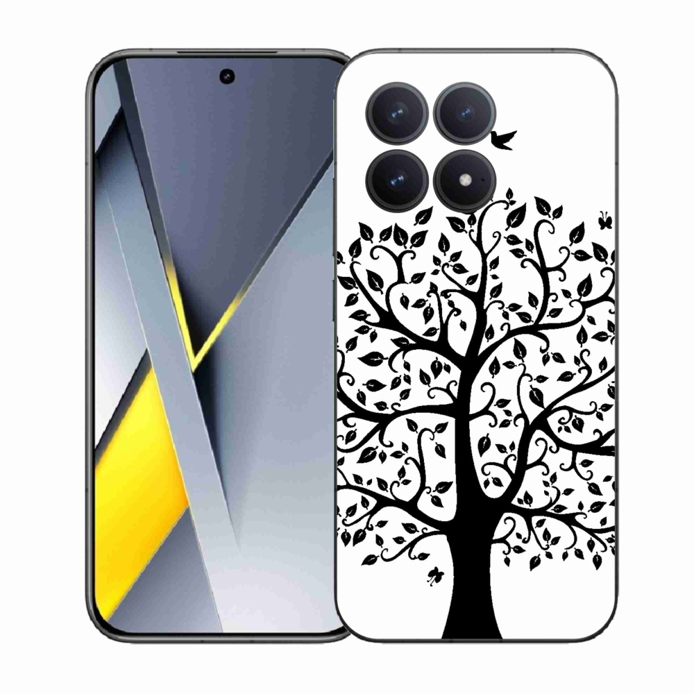 Gél borítás mmCase a Xiaomi Poco F8 Pro számára - fekete és fehér fa