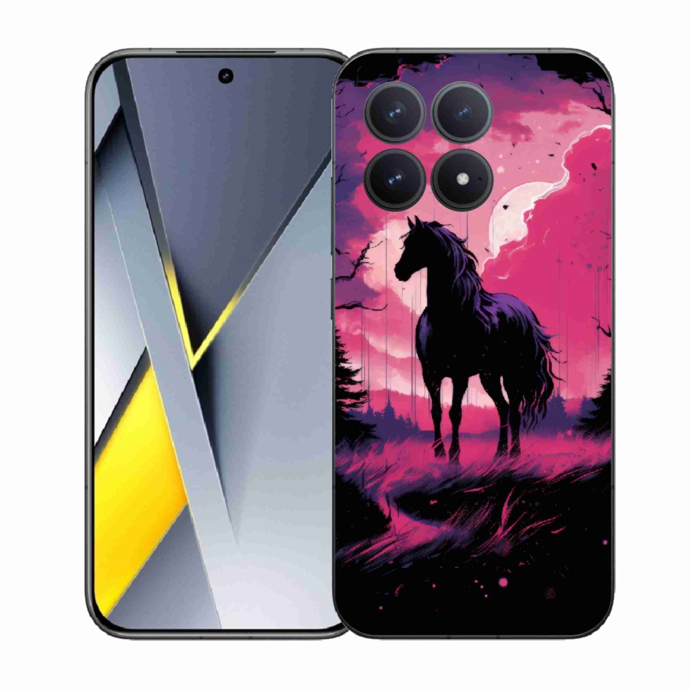 Gél borítás mmCase a Xiaomi Poco F8 Pro számára - fekete rajzfilm ló 1