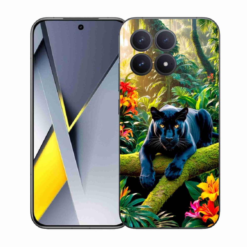 Gél borítás mmCase a Xiaomi Poco F8 Pro számára - fekete párduc a dzsungelben
