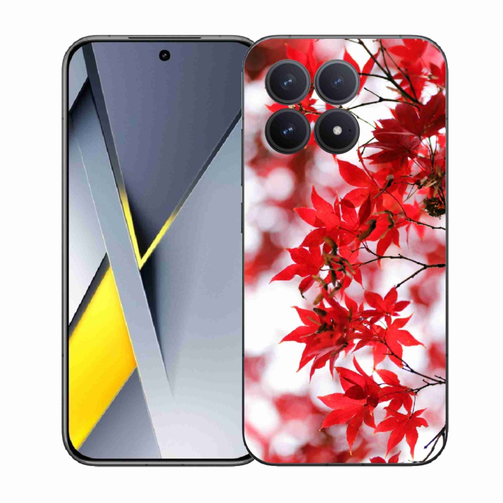 Gél borítás mmCase a Xiaomi Poco F8 Pro számára - piros levelek