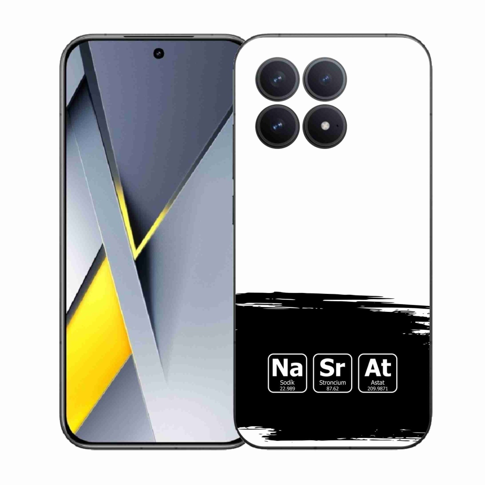 Gél borító mmCase a Xiaomi Poco F8 Pro - kémiai elemek fekete és fehér háttérrel