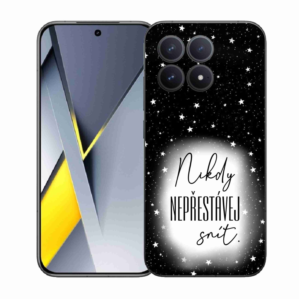 Gél borítás mmCase a Xiaomi Poco F8 Pro számára - idézet 1 fehér és fekete háttérrel