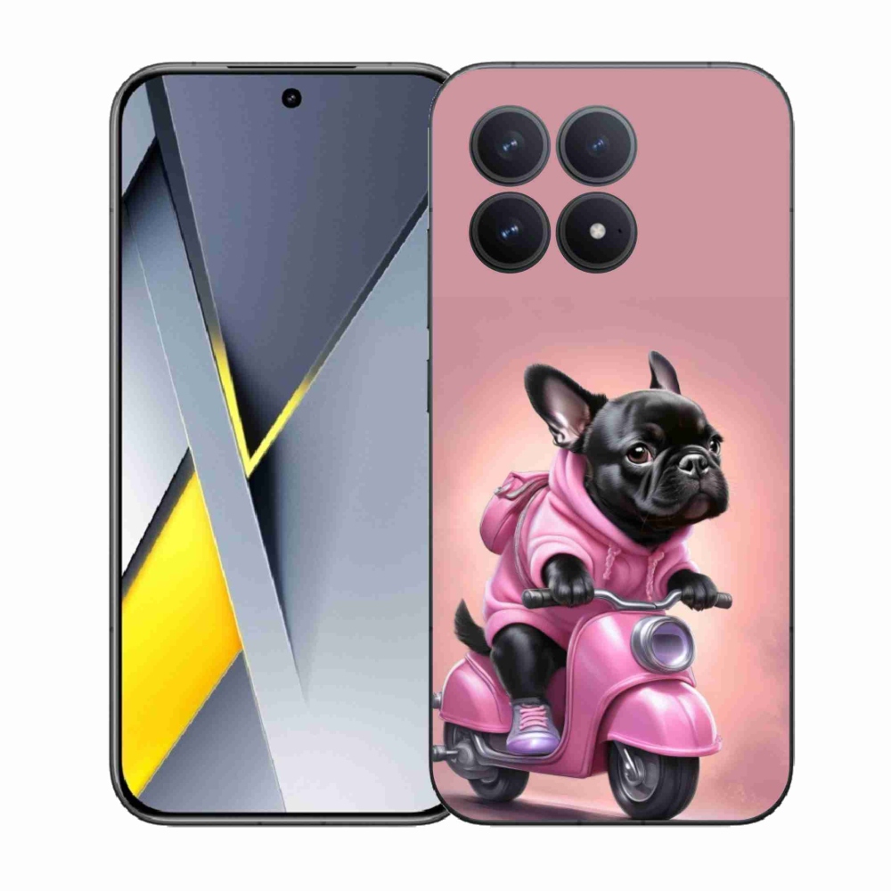 Gél borítás mmCase a Xiaomi Poco F8 Pro számára - Francia bulldog egy robogón