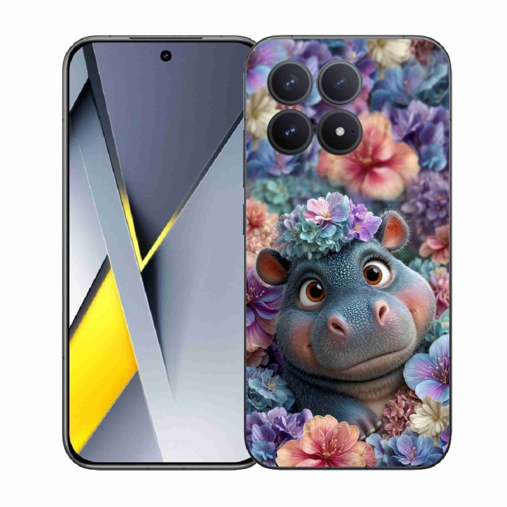 Gél borítás mmCase a Xiaomi Poco F8 Pro számára - víziló virágokban