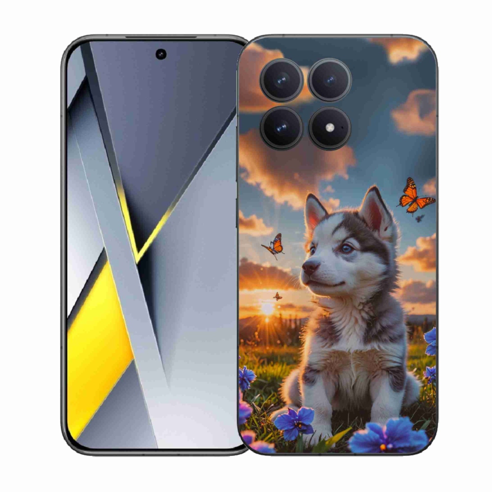 Gél borítás mmCase a Xiaomi Poco F8 Pro számára - husky a naplementében