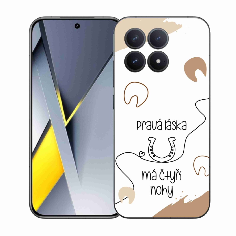 Gél borítás mmCase a Xiaomi Poco F8 Pro készülékhez - ló motívum fehér háttérrel