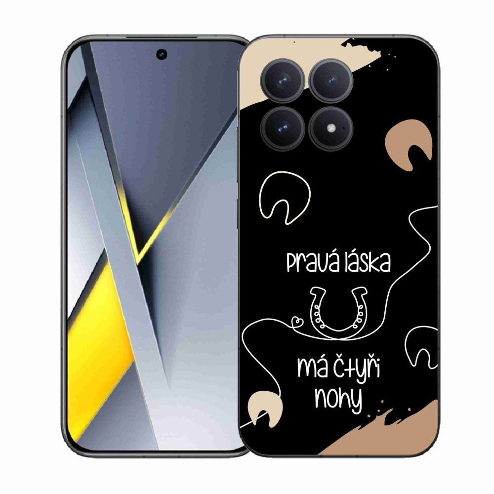 Gél borítás mmCase a Xiaomi Poco F8 Pro számára - ló motívum fekete háttérrel