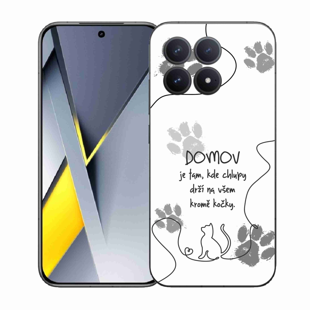 Gél borítás mmCase a Xiaomi Poco F8 Pro készülékhez - macska motívum fehér háttérrel