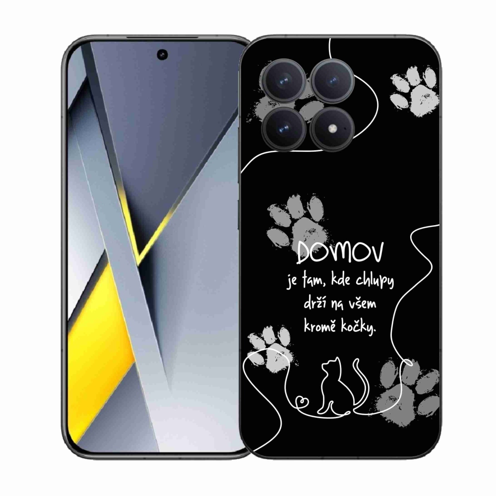 Gél borítás mmCase a Xiaomi Poco F8 Pro készülékhez - macska motívum fekete háttérrel
