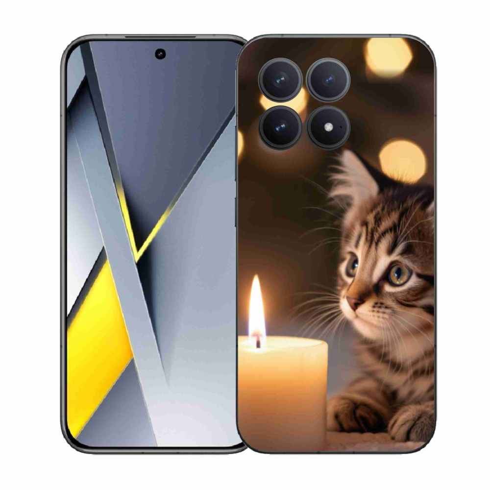 Gél borítás mmCase a Xiaomi Poco F8 Pro számára - cica és gyertya