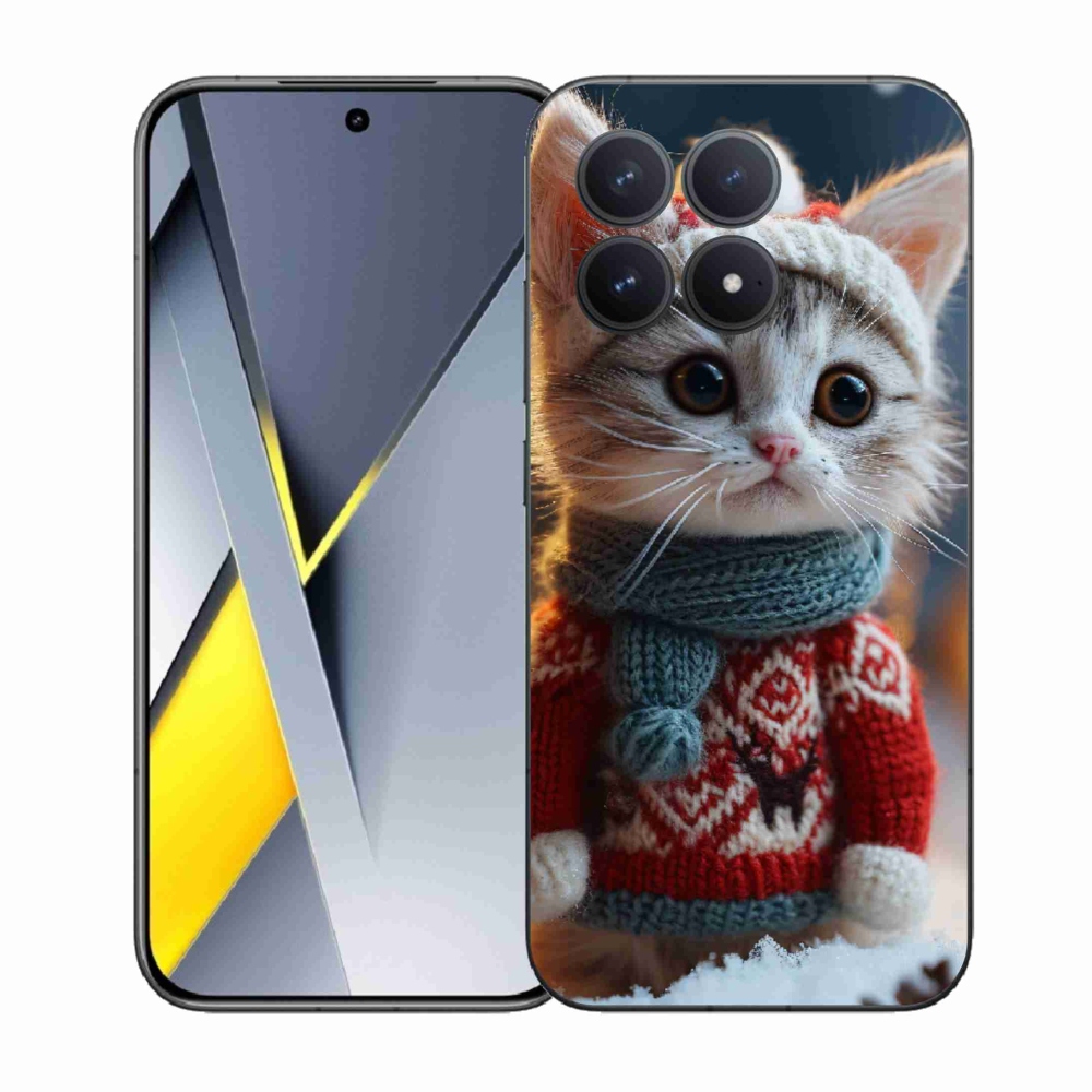 Gél borítás mmCase a Xiaomi Poco F8 Pro számára - cica pulóverben
