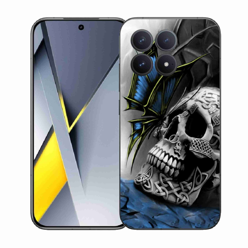 Gél borítás mmCase a Xiaomi Poco F8 Pro számára - pillangó és koponya