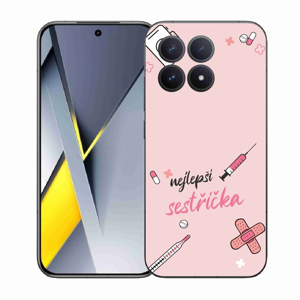 Gél borító mmCase a Xiaomi Poco F8 Pro - legjobb kishúg rózsaszín háttérrel